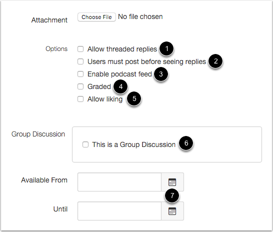 Create discussion options
