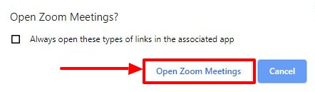 Open Zoom Meetings button